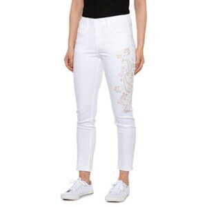 Democracy Ab-Solution Seamless Floral Embroidered Ankle Skimmer Jeans Size: 16